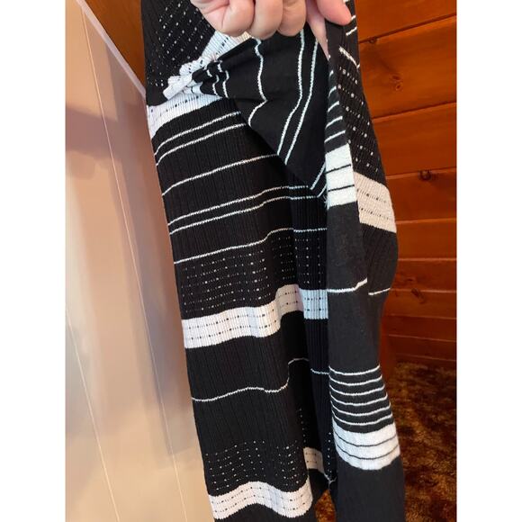 Anthropologie Midi Knit Dress Wrap Style Mock Neck Striped Sweater Dress sz M - Picture 4 of 8